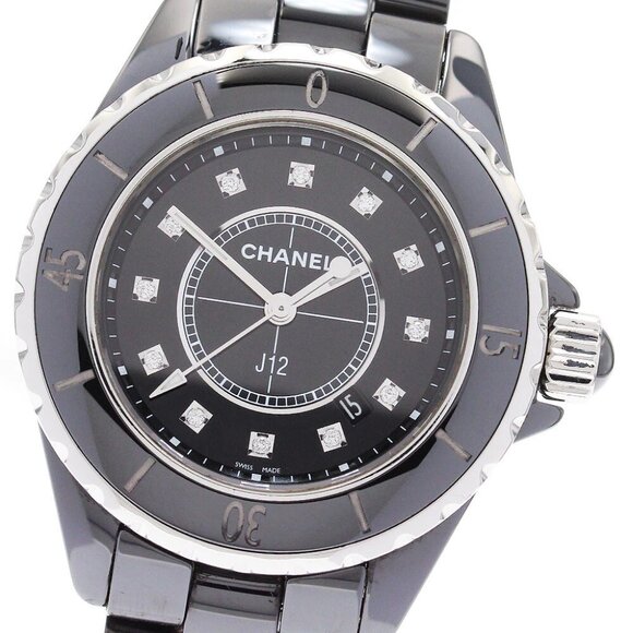 CHANEL J12 Black ceramic 33mm 12P diamond Quartz Ladies Watch main image 4
